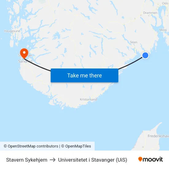 Stavern Sykehjem to Universitetet i Stavanger (UiS) map