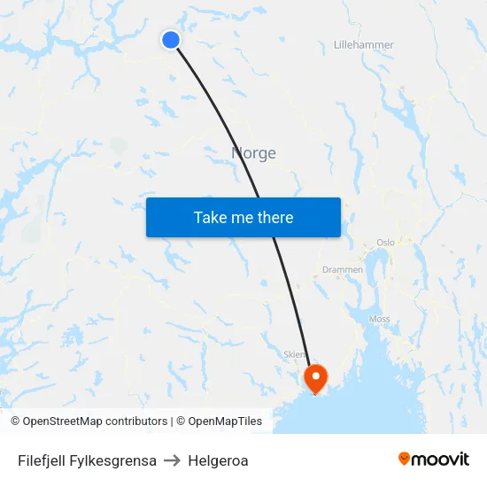 Filefjell Fylkesgrensa to Helgeroa map