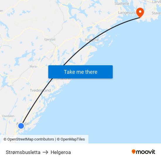 Strømsbusletta to Helgeroa map