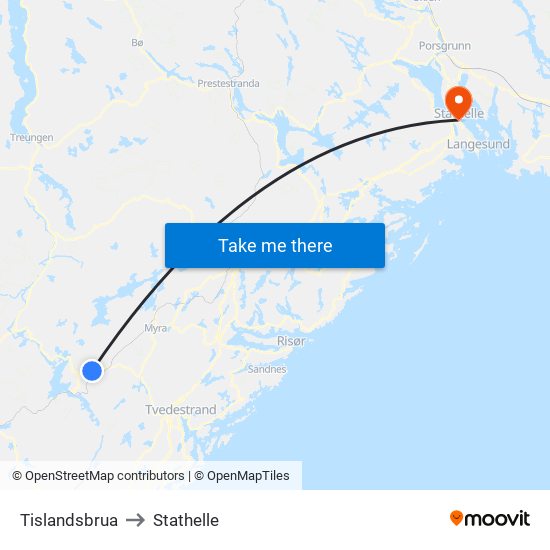 Tislandsbrua to Stathelle map