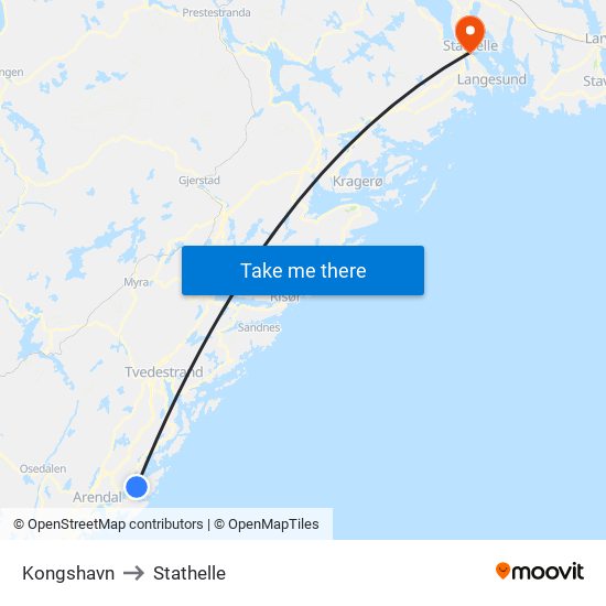 Kongshavn to Stathelle map