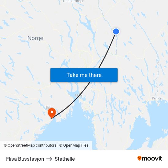 Flisa Busstasjon to Stathelle map