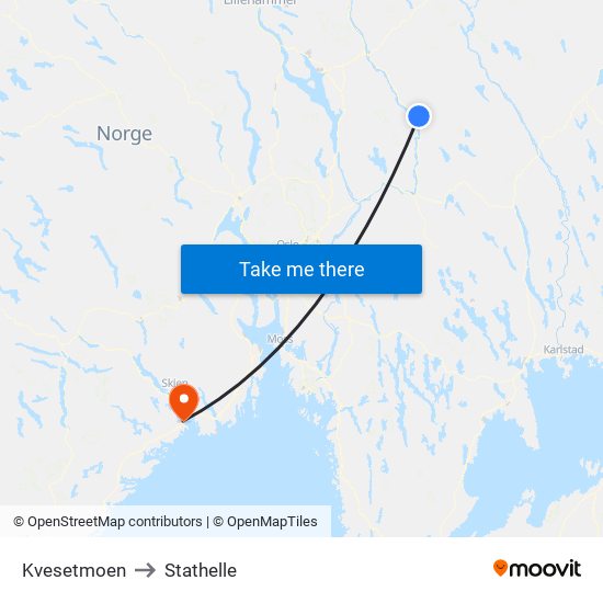 Kvesetmoen to Stathelle map