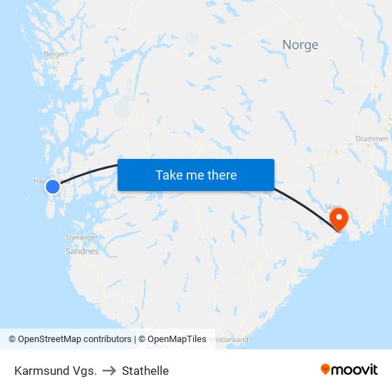 Karmsund Vgs. to Stathelle map