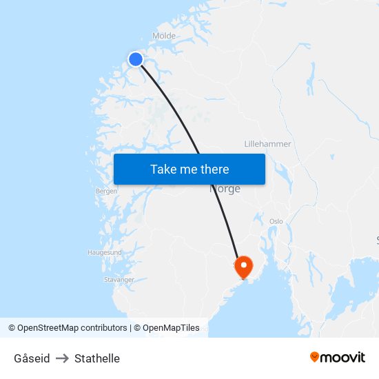 Gåseid to Stathelle map