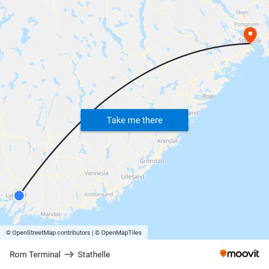 Rom Terminal to Stathelle map