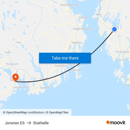 Jonsten E6 to Stathelle map