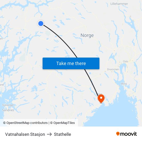 Vatnahalsen Stasjon to Stathelle map