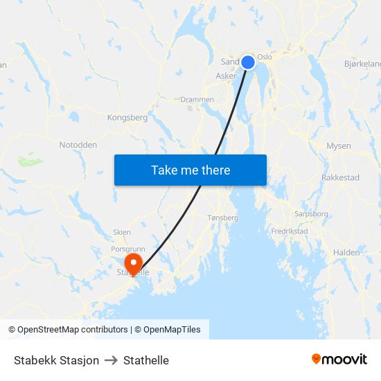 Stabekk Stasjon to Stathelle map