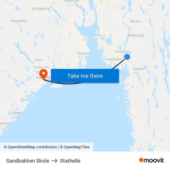 Sandbakken Skole to Stathelle map