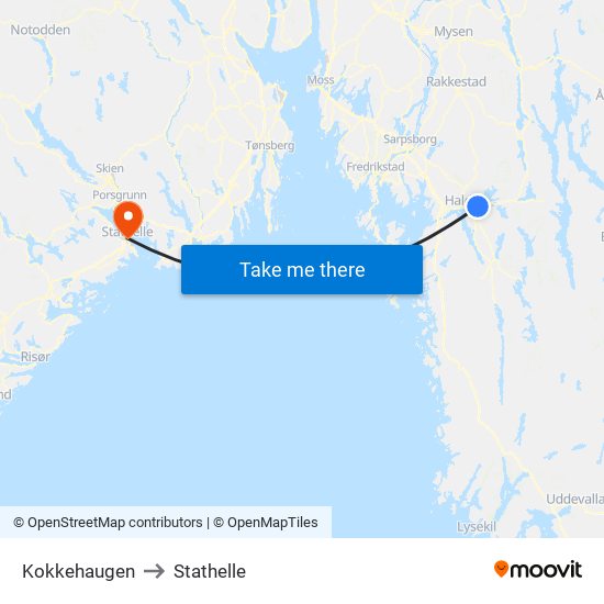 Kokkehaugen to Stathelle map