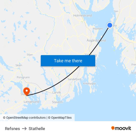 Refsnes to Stathelle map