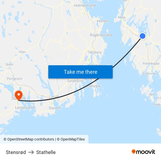 Stensrød to Stathelle map