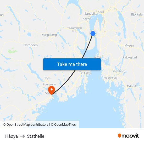 Håøya to Stathelle map