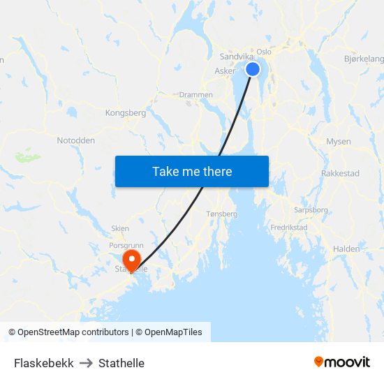 Flaskebekk to Stathelle map