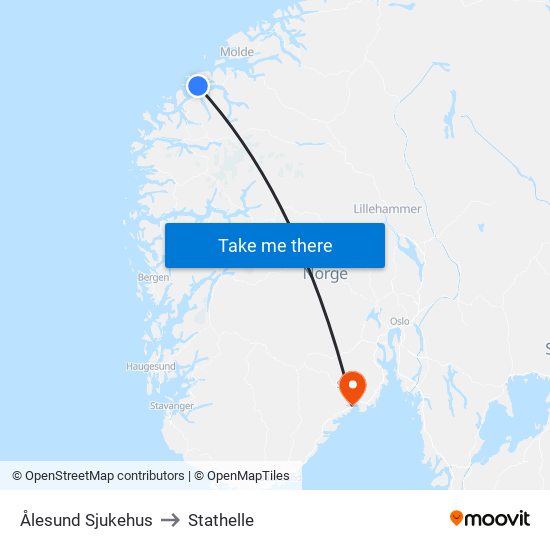 Ålesund Sjukehus to Stathelle map