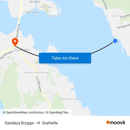 Sandøya Brygge to Stathelle map