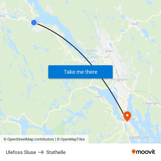 Ulefoss Sluse to Stathelle map