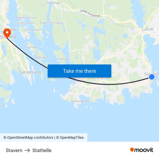 Stavern to Stathelle map