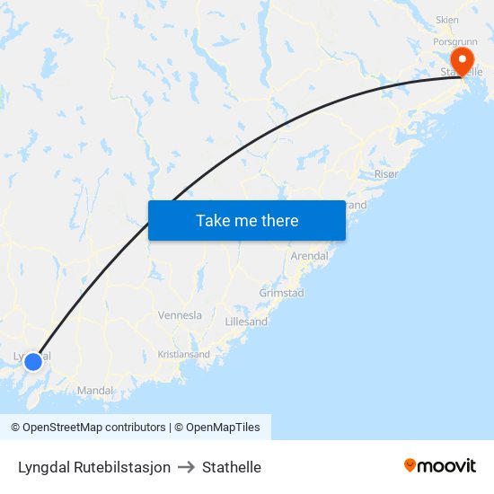 Lyngdal Rutebilstasjon to Stathelle map