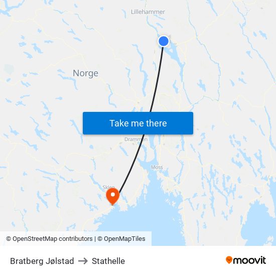 Bratberg Jølstad to Stathelle map