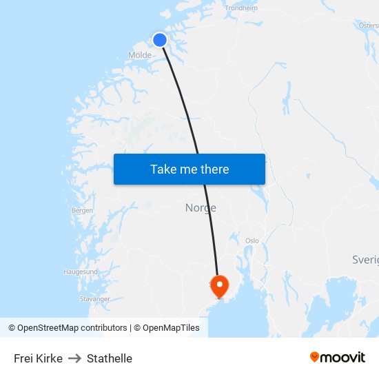 Frei Kirke to Stathelle map