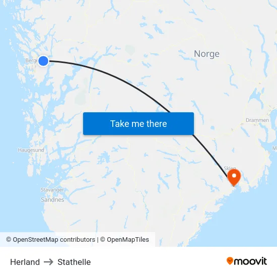 Herland to Stathelle map