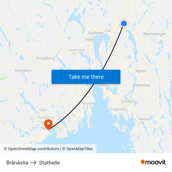Brånåslia to Stathelle map