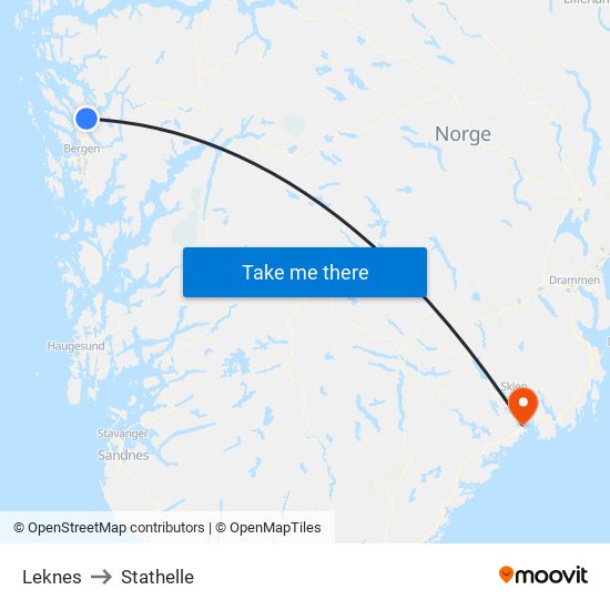 Leknes to Stathelle map