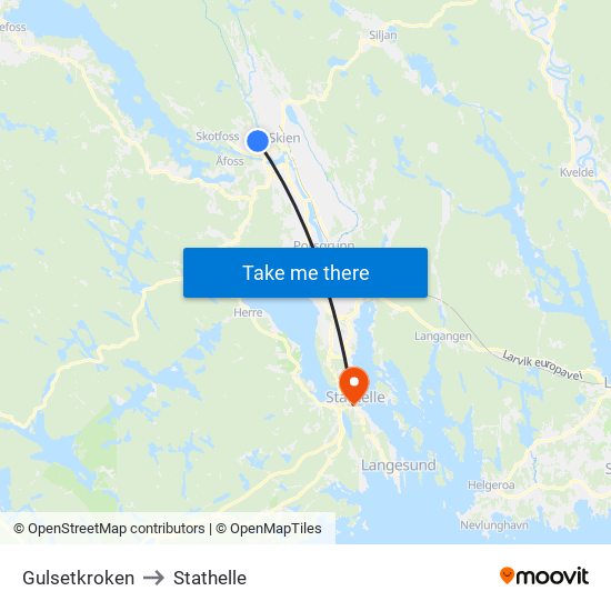 Gulsetkroken to Stathelle map