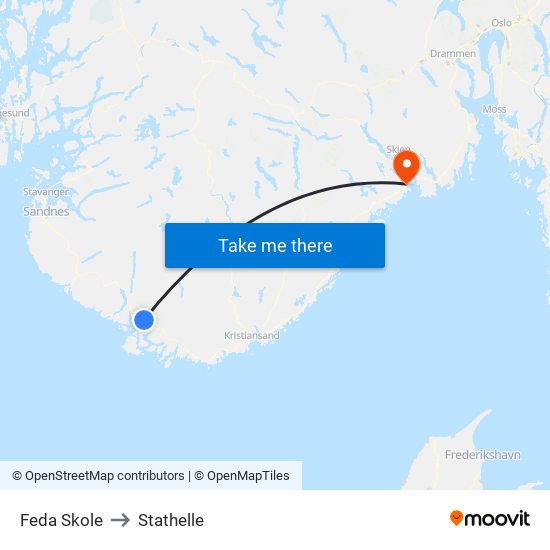 Feda Skole to Stathelle map