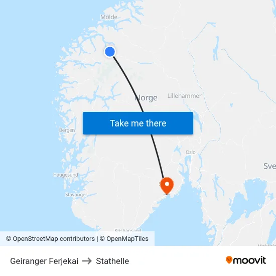 Geiranger Ferjekai to Stathelle map