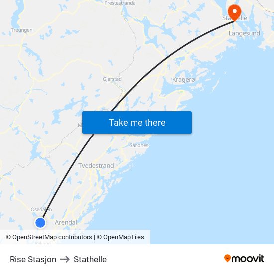 Rise Stasjon to Stathelle map