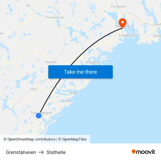 Grenstølveien to Stathelle map