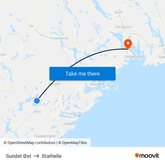 Sundet Øst to Stathelle map