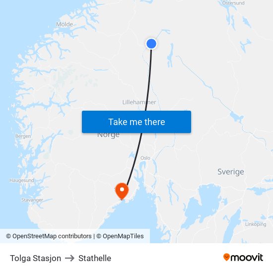 Tolga Stasjon to Stathelle map