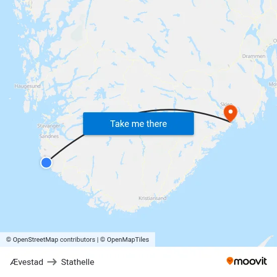 Ævestad to Stathelle map