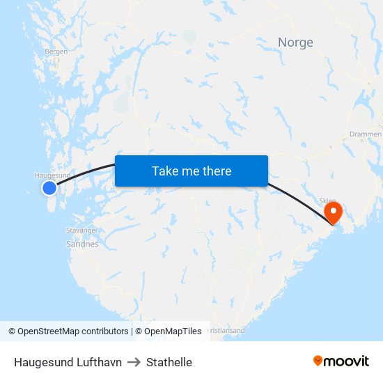 Haugesund Lufthavn to Stathelle map