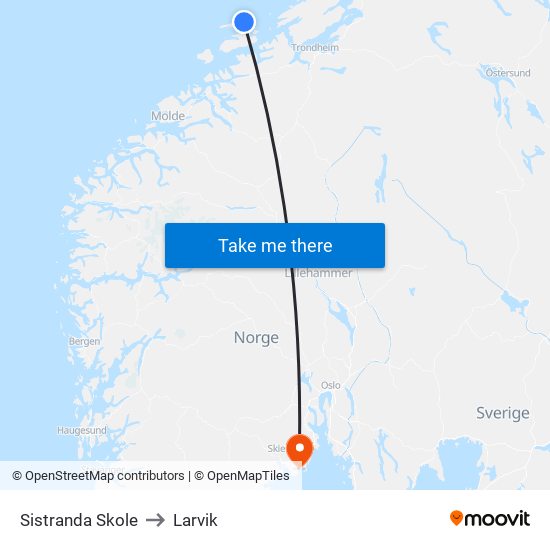 Sistranda Skole to Larvik map