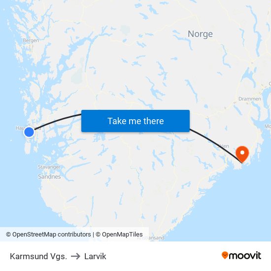 Karmsund Vgs. to Larvik map