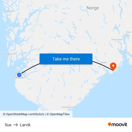 Sus to Larvik map