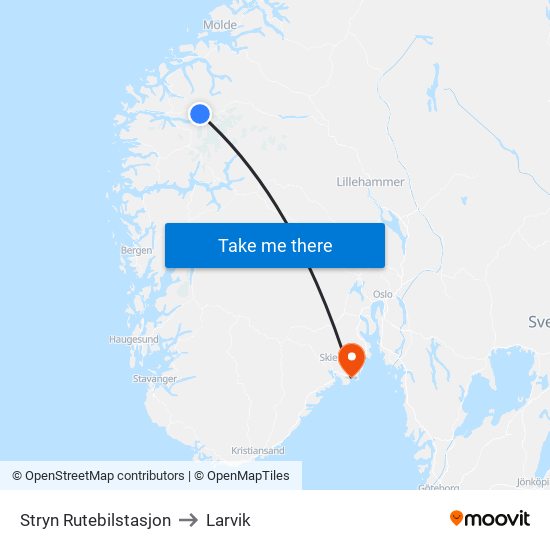 Stryn Rutebilstasjon to Larvik map