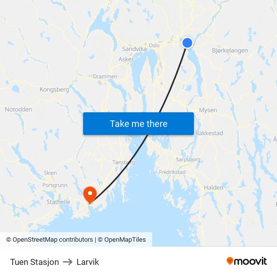 Tuen Stasjon to Larvik map