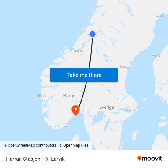 Harran Stasjon to Larvik map