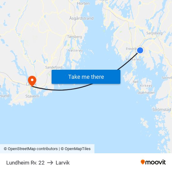 Lundheim Rv. 22 to Larvik map