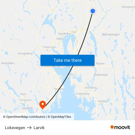 Lokevegen to Larvik map