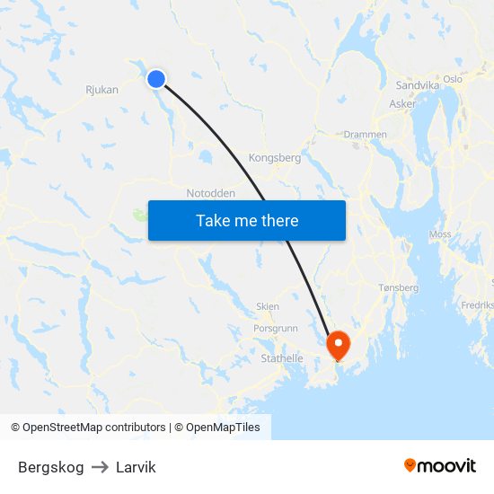 Bergskog to Larvik map