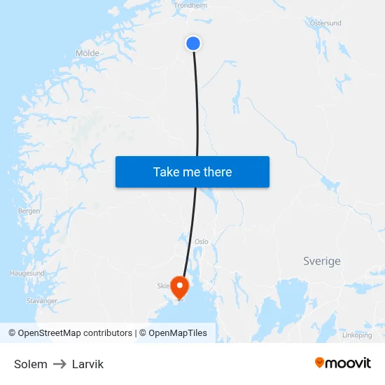 Solem to Larvik map