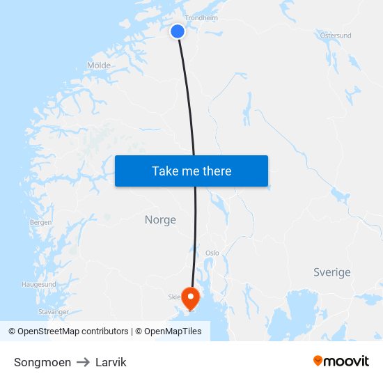 Songmoen to Larvik map