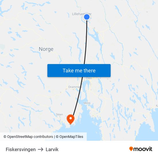 Fiskersvingen to Larvik map